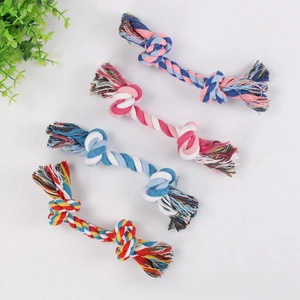Detail of durable three-strand cotton rope dog toys with reinforced double knots