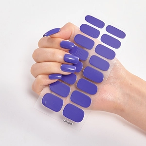 Lila Nagellack-Sticker CS-026 einfarbig 16 Streifen Set für professionelle Maniküre