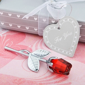 Elegant crystal red rose with silver stem and luxury gift box for romantic occasions