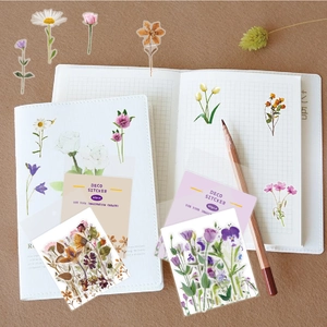 Waterproof clear PET floral stickers pack for DIY bullet journals and scrapbooking
