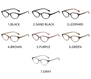 Display a matrice di montature cat-eye in TR90 ultraleggero in sette colori alla moda