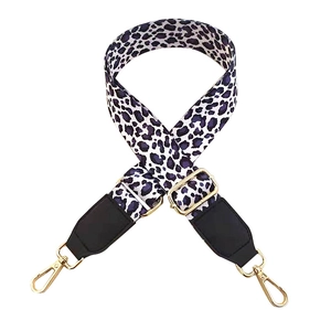 Verstellbarer Taschenriemen mit lila Leopardenmuster und goldenen Metall-Karabinerhaken