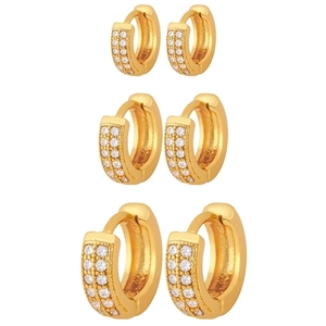 Huggie Hoop Earrings Gold Plated Copper Glittering Cubic Zirconia Minimalist Small Trendy Fashion Jewelry For Women