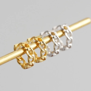 Two pairs of S925 sterling silver chain earrings in gold and silver finish