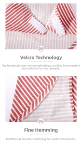Detail view of red and white striped fabric with secure velcro closure and reinforced edges