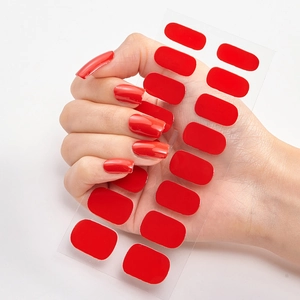 Einfarbige rote Nagelfolien zum Aufkleben für Frauen mit glänzendem Finish