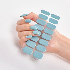 Einfarbige hellblaue Nagellack-Aufkleber Set CS-021 mit glänzendem Finish-Effekt