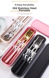Macro detail of 304 stainless steel cutlery set with anti-noise storage slot