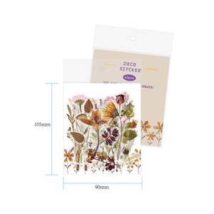 40pcs waterproof clear PET flower stickers set in 105mm x 90mm packaging for DIY journaling