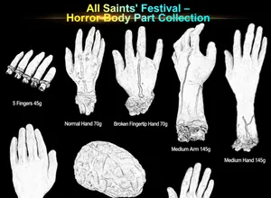 Collezione di dita e mani insanguinate per decorazioni horror della casa di Halloween