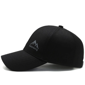 Cappellino da baseball nero classico con logo montagna grigio e ricamo Nalansong