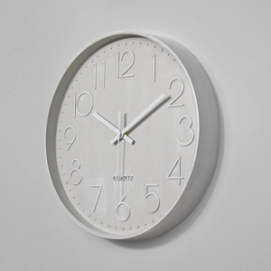 Modern minimalist 12 inch silent plastic wall clock with 3D embossed numbers