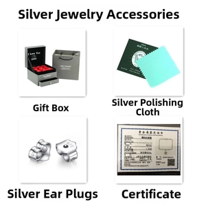 S925 silver jewelry set including elegant gift box, polishing cloth and certificate