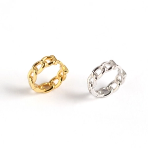 Elegant S925 sterling silver chain link hoop earrings in gold and silver finish