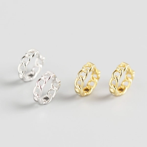 Minimalist S925 sterling silver chain link hoop earrings in gold and silver finishes