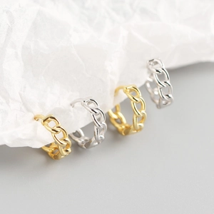 Luxurious S925 sterling silver chain hoop earrings set in gold and silver finish