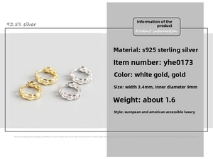 Macro shot showing 9mm inner diameter and 3.4mm width dimensions for S925 chain link earrings