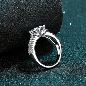 Classic 2ct Moissanite engagement ring in S925 sterling silver with six-prong setting