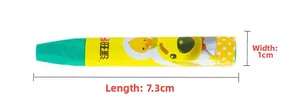 Detail of creative oil pastel showing 7.3cm length and cute cartoon chicken pattern