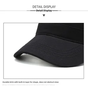 Détail de la visière renforcée avec surpiqûres à quatre rangs sur casquette militaire noire