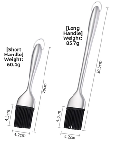 Size specifications for 304 stainless steel silicone basting brushes in 20cm and 30cm lengths