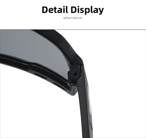 Detail view of reinforced hinge and matte black frame on outdoor sports sunglasses
