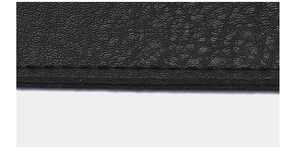 Vue macro de la texture en cuir noir et des coutures premium sur l'étui à lunettes
