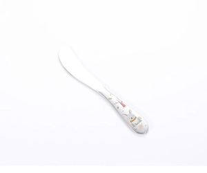 Detailed view of 304 stainless steel butter knife with cute cartoon rabbit handle design