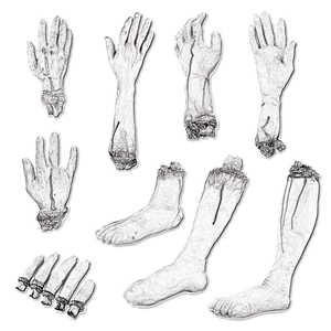 Realistic severed hand and foot props for Halloween haunted house decoration and pranks