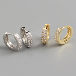 Boucles D'oreilles Créoles En Argent Sterling 925 Huggie Zircone Cubique Bijoux De Mode Simple