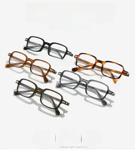 Detailed array of TR90 square eyeglasses in five different colors with spring hinges
