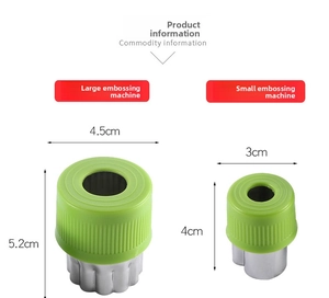 Detailed dimensions of stainless steel vegetable cutter molds with green protective caps