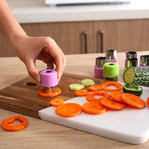 9-piece stainless steel vegetable cutter shapes set with purple easy-grip handles