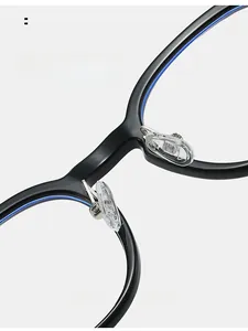 Detail of comfortable transparent silicone nose pads on TR90 black eyewear frames