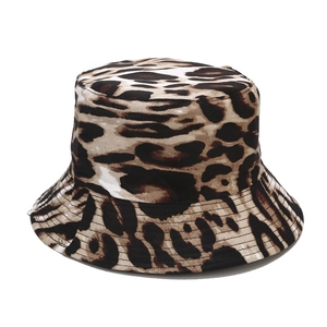 Women's reversible leopard print cotton bucket hat with sun protection for outdoor use