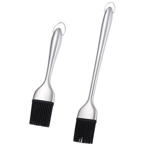 Set of two heat-resistant silicone basting brushes with 304 stainless steel handles