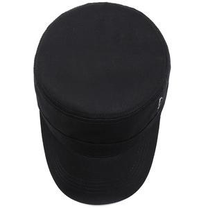 Casquette cadet classique en coton noir avec broderie Heiland blanche et visière renforcée