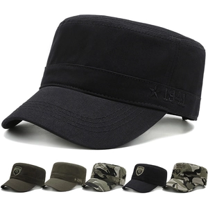 Men Cadet Hat Military Cap Flat Top Polyester Cotton Adjustable Outdoor Sun Protection 1941 Embroidery Vintage Casual