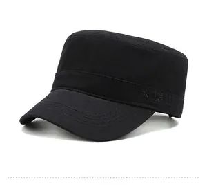 Detail view of black cadet cap featuring embroidered 1941 star and reinforced stitching