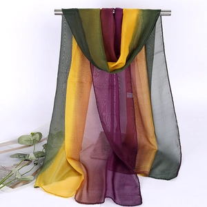 Detail of gradient georgette silk scarf showing smooth color transition and sheer texture
