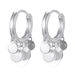 Minimalist Hoop Earrings With Round Disc Charms Copper With 925 Sterling Silver Earring Post Geometric Dangle Style