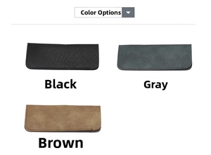 Présentation en trois couleurs de pochettes à lunettes en similicuir imperméable