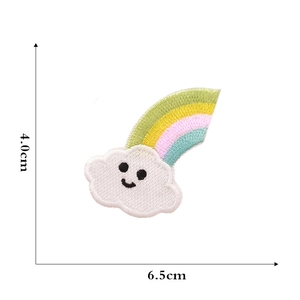 Cartoon rainbow cloud embroidery patch for kids clothing 6.5cm x 4.0cm size detail