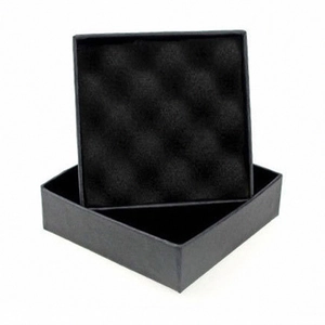 Classic black square jewelry gift box with protective sponge lining for necklaces and earrings