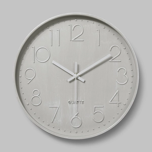 Modern Silent Wall Clock Round Hanging Quartz Clocks Large Embossed Numerals Plastic Frame Glass For Home Living Room Office