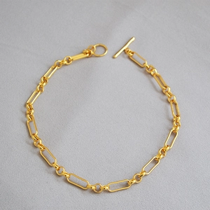 Collar de cadena de clip dorada con perla barroca vintage y cierre de palanca tipo OT