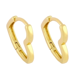 Minimalist gold plated heart hoop earrings with a polished mirror finish for women
