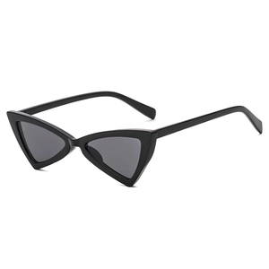 Modern black triangular cat-eye sunglasses with sleek plastic frame in 45-degree view