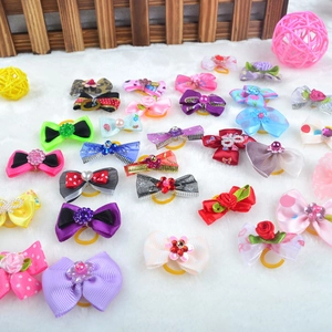 Noeuds Papillon Pour Animaux Colorés En Nylon Ruban Accessoires De Toilettage Pour Chiens Et Chats Motifs Mixtes Fleurs En Résine