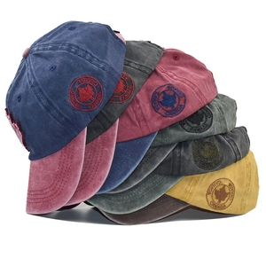 Vintage washed cotton baseball caps with Canadian maple leaf embroidery in multiple colors